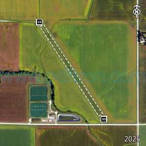 Aerial image of the airport with runways marked.
