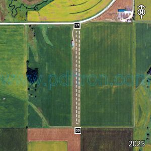 Aerial image of the airport with runways marked.
