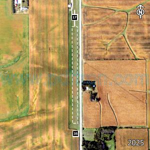 Aerial image of the airport with runways marked.