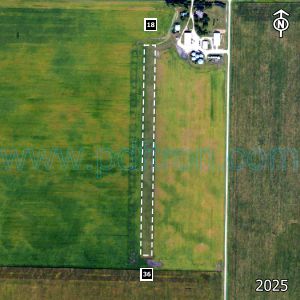 Aerial image of the airport with runways marked.
