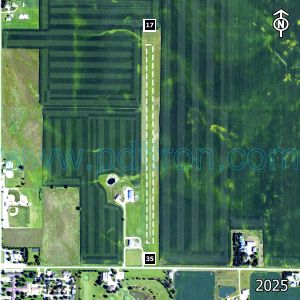 Aerial image of the airport with runways marked.